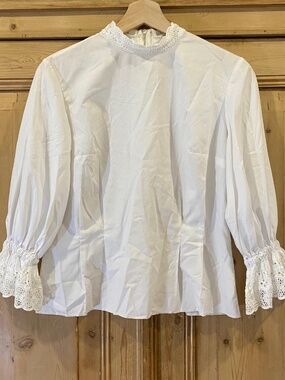 Vintage Victorian Edwardian White Lace Blouse